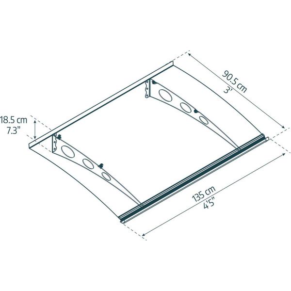 Marquise de porte en aluminium gris et polycarbonate transparent Garamond - PAA-0257