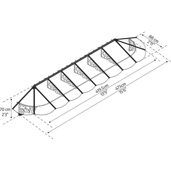 Marquise de porte en aluminium et polycarbonate Lily - PAA-0300