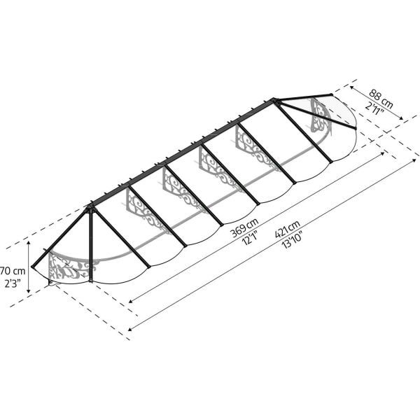 Marquise de porte en aluminium et polycarbonate Lily - PAA-0299