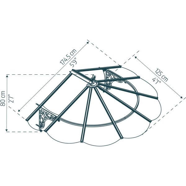 Marquise de porte en aluminium et poylcarbonate Iris - PAA-0269