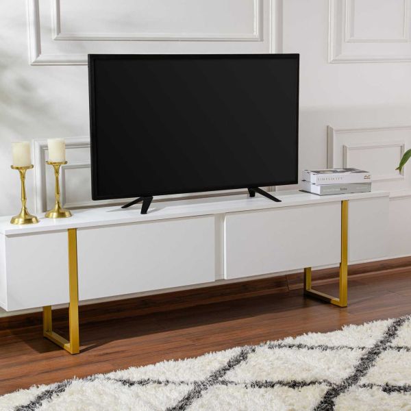 Meuble TV en aggloméré et métal Luxe - HANAH HOME