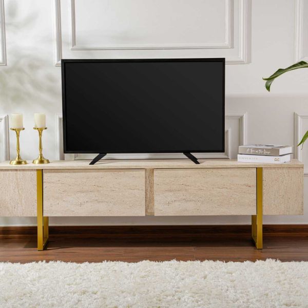 Meuble TV en aggloméré et métal Luxe - HANAH HOME