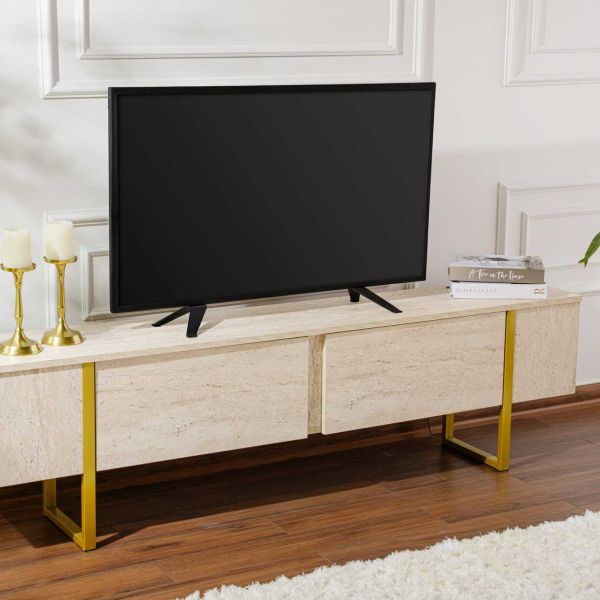 Meuble TV en aggloméré et métal Luxe - 8