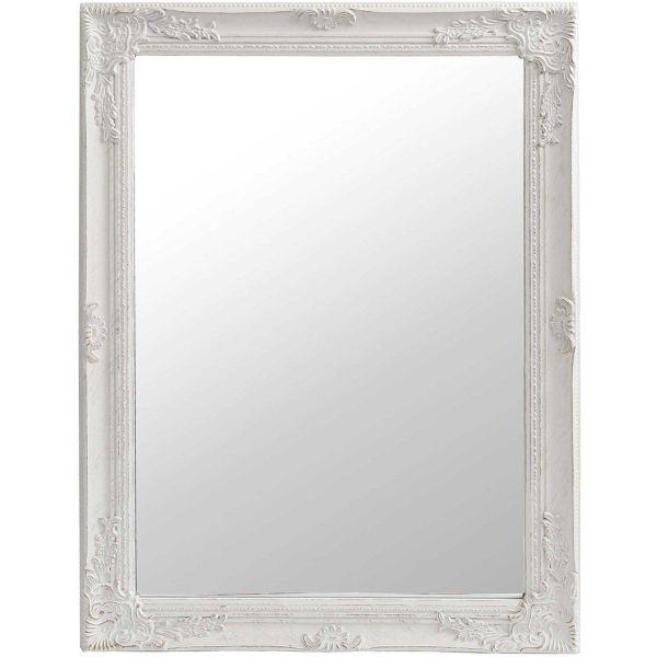 Miroir en bois cérusé avec moulures 82 x 62 cm