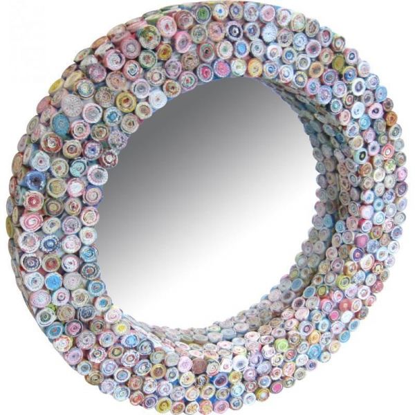  Miroir  rond en papier  recycl 