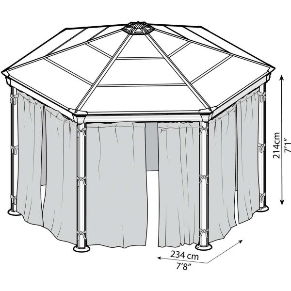 Moustiquaires pour tonnelles de jardin hexagonales Roma et Monaco - PAA-0458