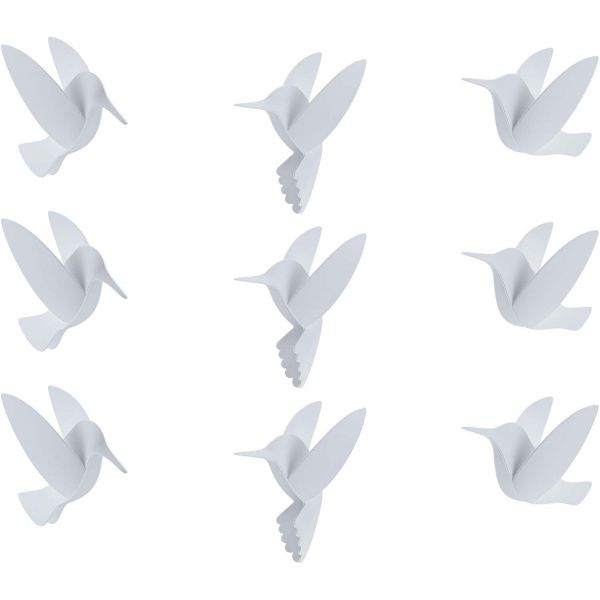 Oiseau En Vol En Relief Lot De 9 Blanc