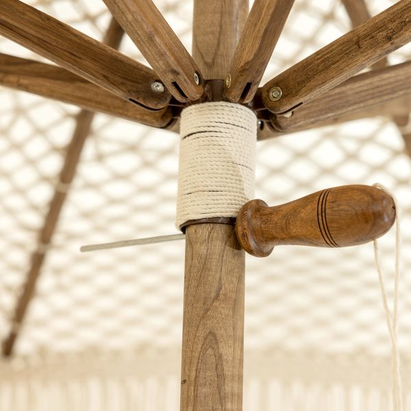 Parasol en macramé avec mât en teck - MOR-0217