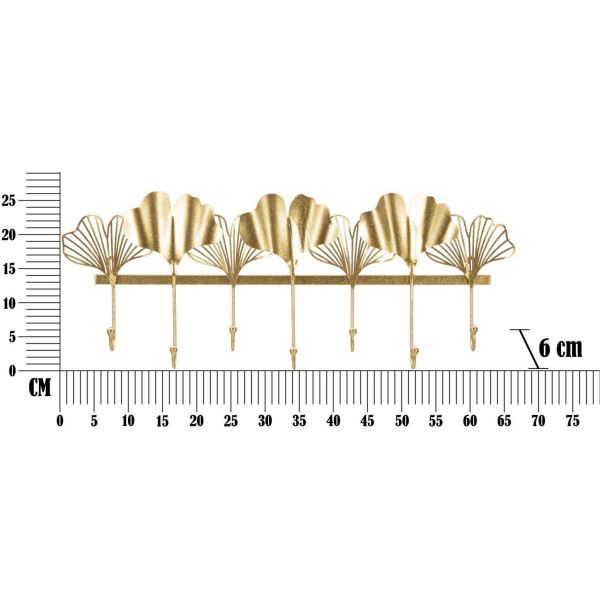 Patère en métal doré 7 crochets Abiti 66.2 x 6 x 26.3 cm - MAU-0186