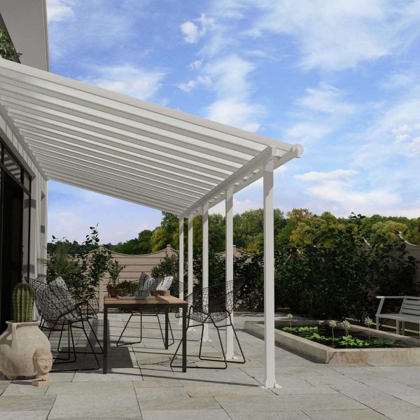 Pergola à adosser en aluminium blanc et polycarbonate Olympia - Canopia by Palram