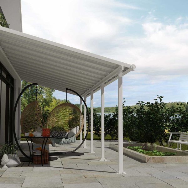 Pergola à adosser en aluminium blanc et polycarbonate Olympia - 7