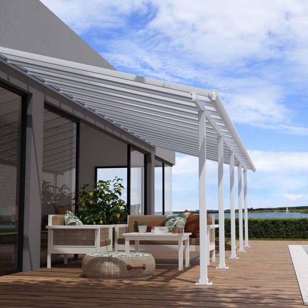 Pergola à adosser en aluminium blanc et polycarbonate Olympia - Canopia by Palram