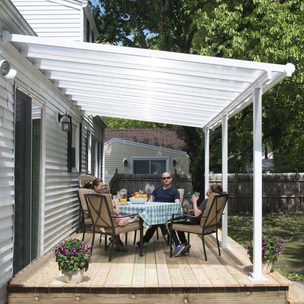 Pergola à adosser en aluminium blanc et polycarbonate Olympia - 7