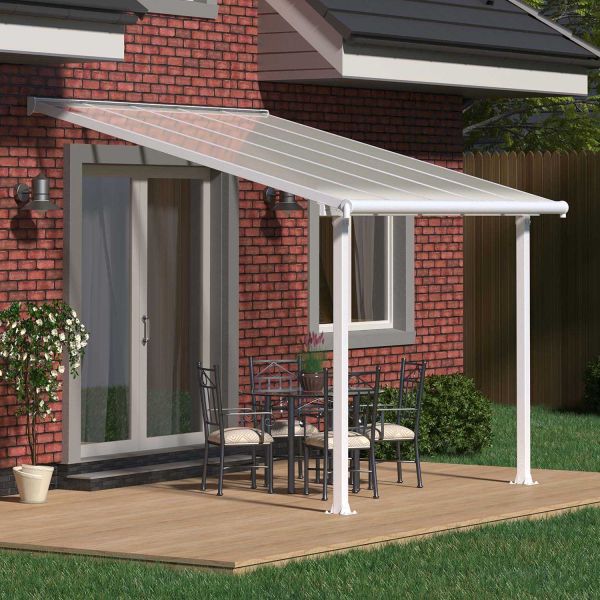 Pergola à adosser en aluminium blanc et polycarbonate Olympia - Canopia by Palram