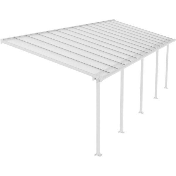 Pergola à adosser en aluminium blanc et polycarbonate Olympia