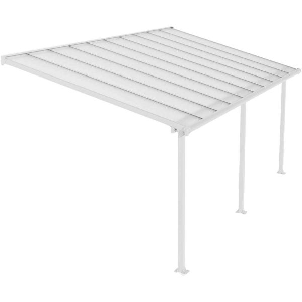 Pergola à adosser en aluminium blanc et polycarbonate Olympia