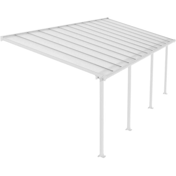 Pergola à adosser en aluminium blanc et polycarbonate Olympia