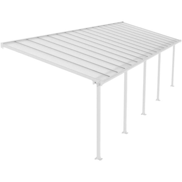 Pergola à adosser en aluminium blanc et polycarbonate Olympia