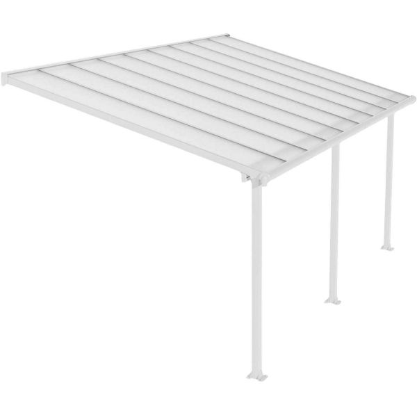 Pergola à adosser en aluminium blanc et polycarbonate Olympia