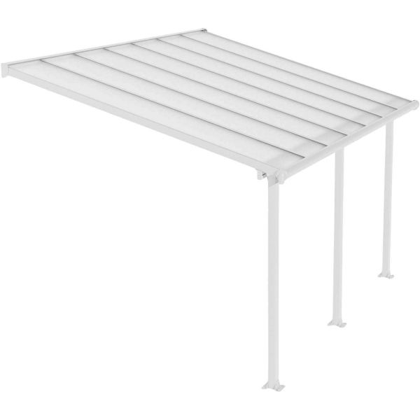 Pergola à adosser en aluminium blanc et polycarbonate Olympia