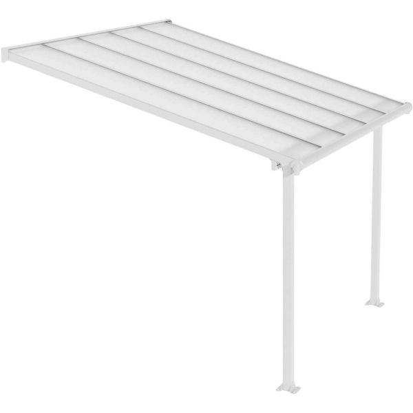 Pergola à adosser en aluminium blanc et polycarbonate Olympia