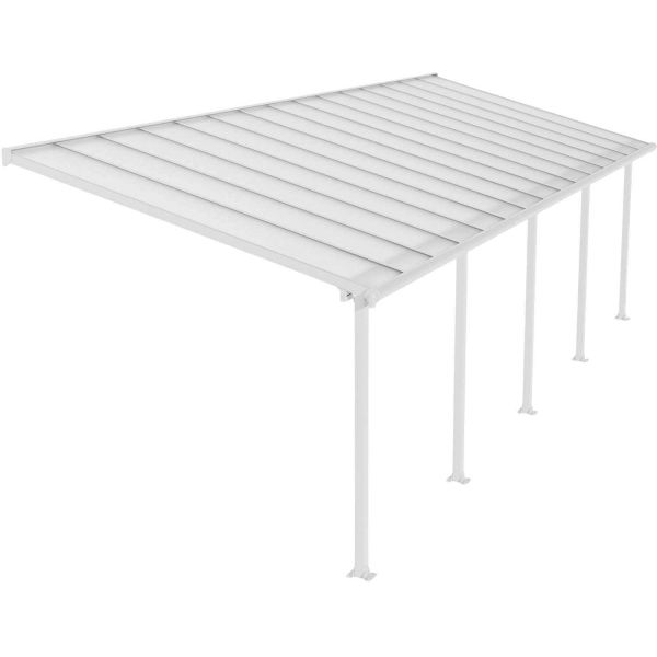 Pergola à adosser en aluminium blanc et polycarbonate Olympia