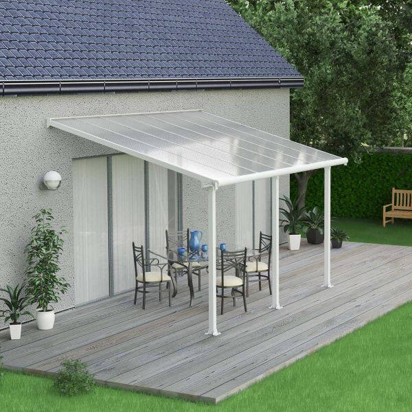 Pergola à adosser en aluminium blanc et polycarbonate Olympia - Canopia by Palram