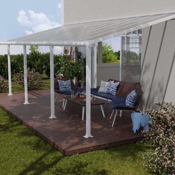 Pergola à adosser en aluminium blanc et polycarbonate Olympia - Canopia by Palram