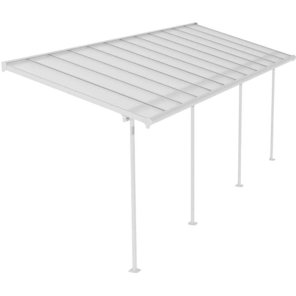 Pergola à adosser en aluminium blanc et polycarbonate Sierra