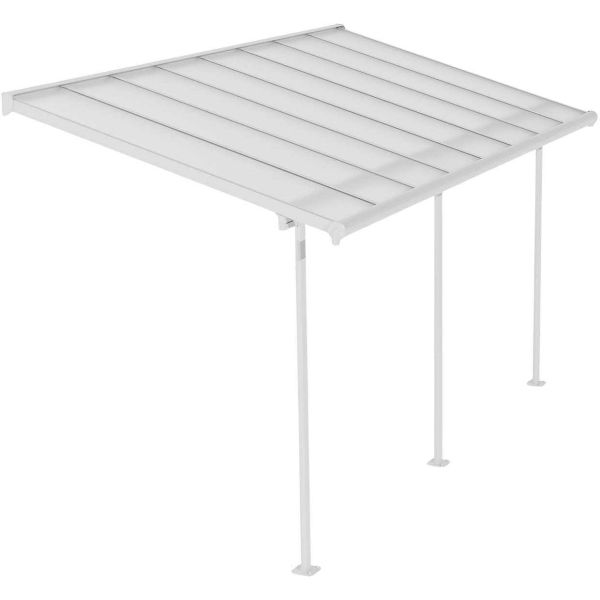 Pergola à adosser en aluminium blanc et polycarbonate Sierra