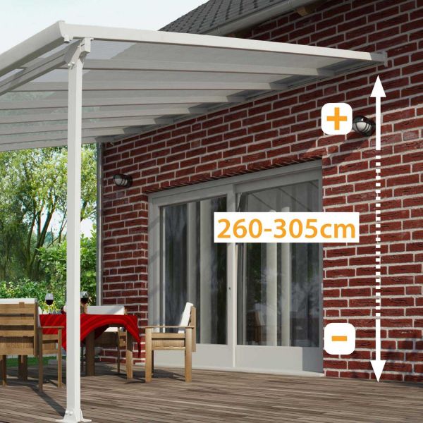 Pergola à adosser en aluminium gris et polycarbonate Feria - 3749