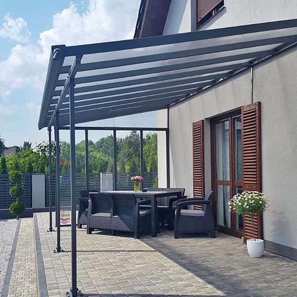 Pergola à adosser en aluminium gris et polycarbonate Feria - 7