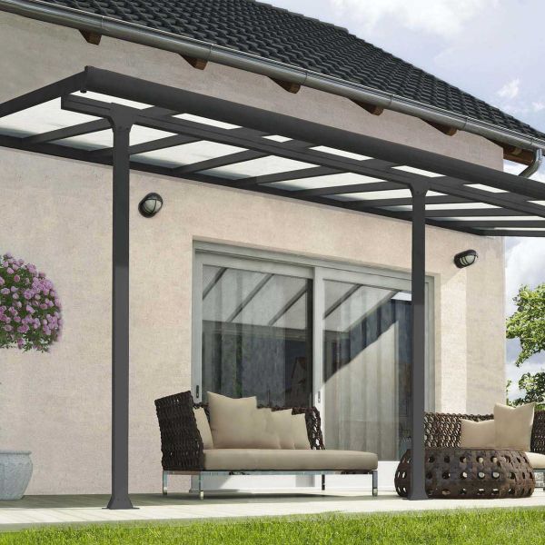 Pergola à adosser en aluminium gris et polycarbonate Feria - 8