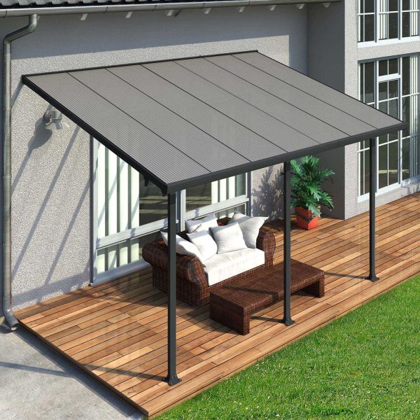 Pergola à adosser en aluminium gris et polycarbonate Feria - 7