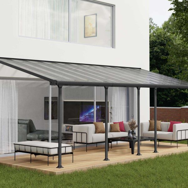 Pergola à adosser en aluminium gris et polycarbonate Feria - 7