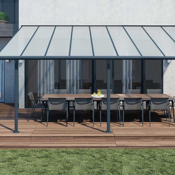 Pergola à adosser en aluminium gris et polycarbonate Olympia - 8