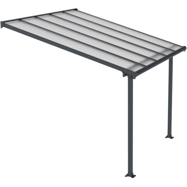 Pergola à adosser en aluminium gris et polycarbonate Olympia