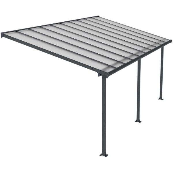 Pergola à adosser en aluminium gris et polycarbonate Olympia