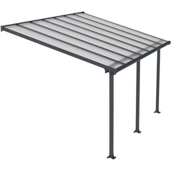 Pergola à adosser en aluminium gris et polycarbonate Olympia