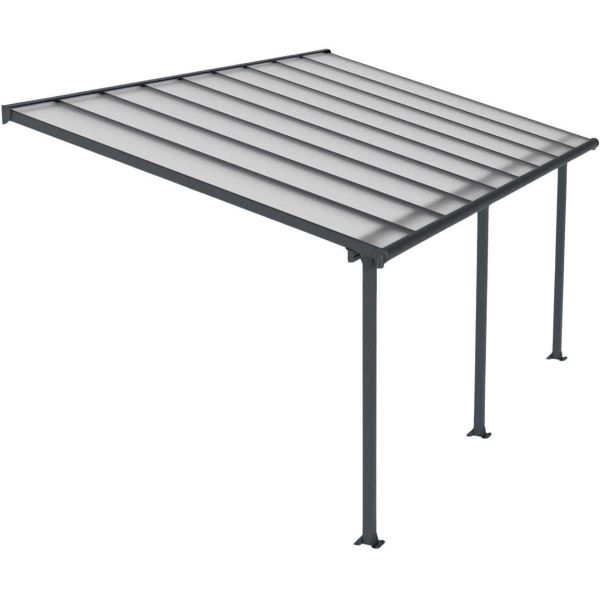 Pergola à adosser en aluminium gris et polycarbonate Olympia