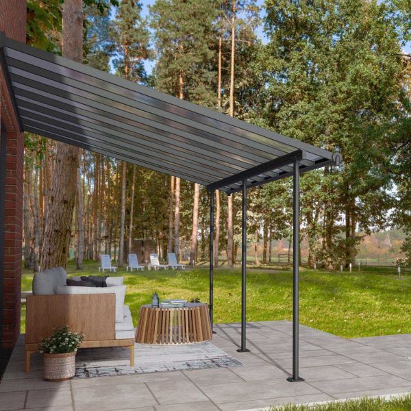 Pergola à adosser en aluminium gris et polycarbonate Sierra - 6