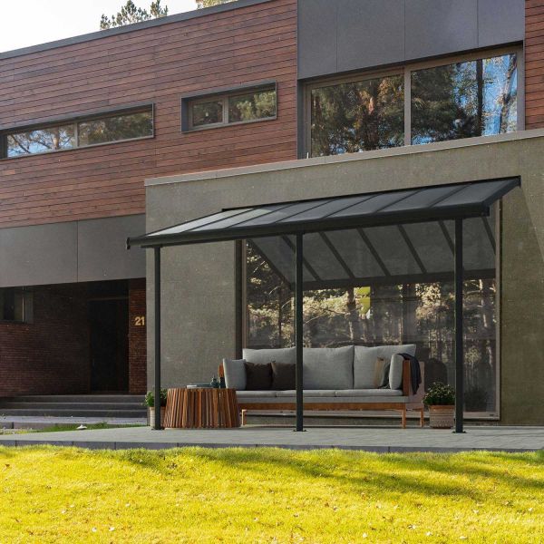 Pergola à adosser en aluminium gris et polycarbonate Sierra - 7