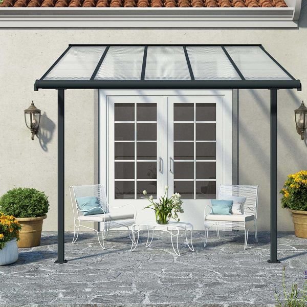 Pergola à adosser en aluminium gris et polycarbonate Sierra - 7