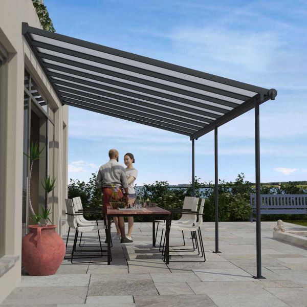 Pergola à adosser en aluminium gris et polycarbonate Sierra - 7