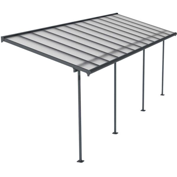 Pergola à adosser en aluminium gris et polycarbonate Sierra