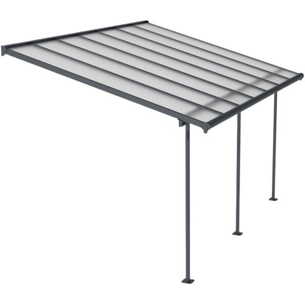 Pergola à adosser en aluminium gris et polycarbonate Sierra