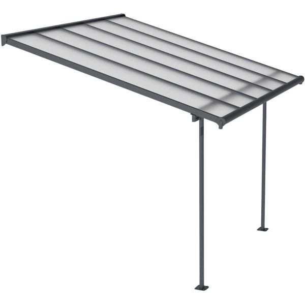 Pergola à adosser en aluminium gris et polycarbonate Sierra