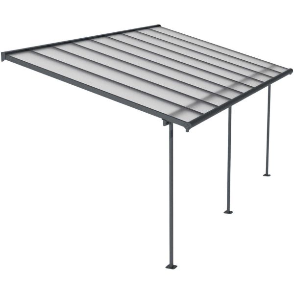 Pergola à adosser en aluminium gris et polycarbonate Sierra