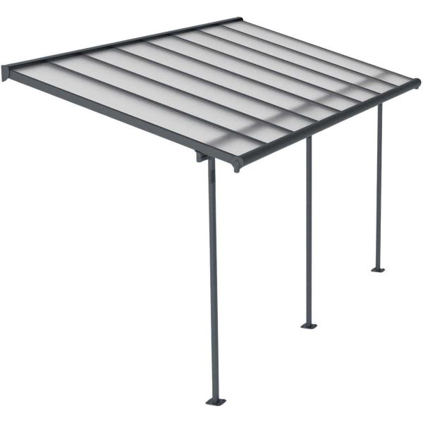 Pergola à adosser en aluminium gris et polycarbonate Sierra