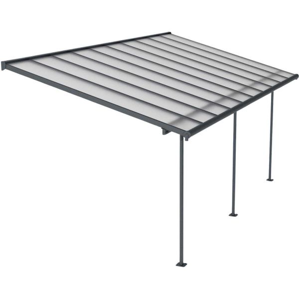 Pergola à adosser en aluminium gris et polycarbonate Sierra